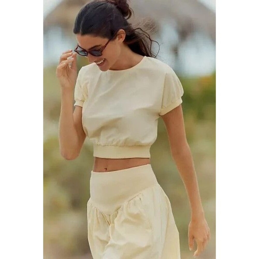 Stateside Pixie Poplin Crop Top XL Butter Yellow NWT Anthropologie